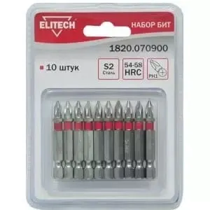 Бита ELITECH PH1 50мм 10шт блистер арт.1820.070900