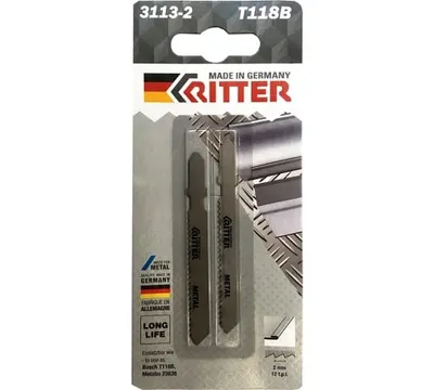 Пилки для лобзиков по стали Ritter ECO Т118B M42+D6A 75/50 мм шаг 2 мм 12TPi 2 шт. арт. PS17121182