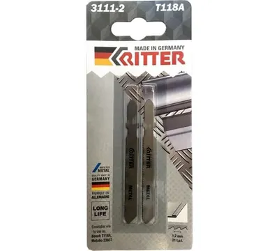 Пилки для лобзиков по стали Ritter ECO Т118A M42+D6A 75/50 мм шаг 1,2 мм 21TPi 2 шт. арт. PS17111182