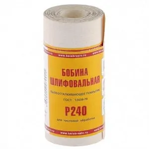 Шкурка на бумажной основе, LP10C, зернистость Р240, мини-рулон 115 мм., 5 м., БАЗ