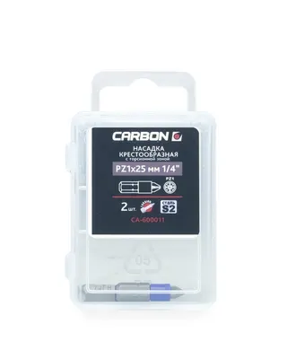 Насадка крестообразная CARBON РZ1х25 мм 1/4 2 шт. с торсионной зоной