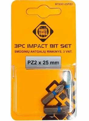 Бита PZ2х25мм FORTE TOOLS 51164788 3шт арт. 01_0253646