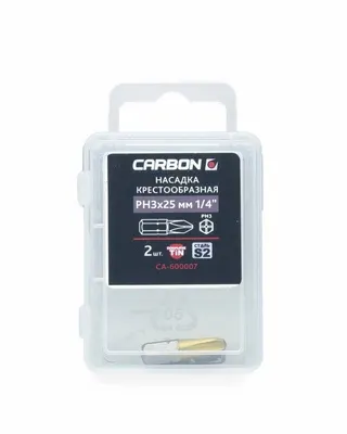 Насадка крестообразная CARBON РН3х25 мм., 1/4 TIN S2, 2 шт./уп. арт. CA-600007