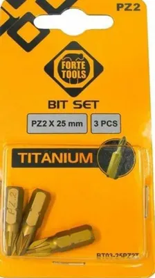 Бита PZ2х25мм HSS-Tin FORTE TOOLS 51357180 3шт арт. 01_0260336