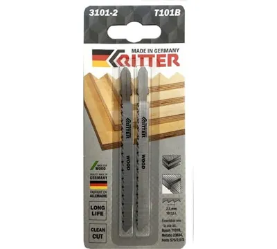 Пилки для лобзиков по дереву Ritter ECO Т101B CrV 100/75 мм шаг 2,5м м 10TPi (Прямой чистый рез) арт. PS17121012