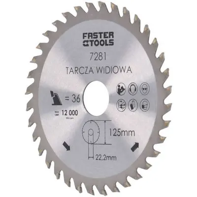 Диск пильный по дереву FASTER TOOLS 125х22.2мм36зуб арт. 7281