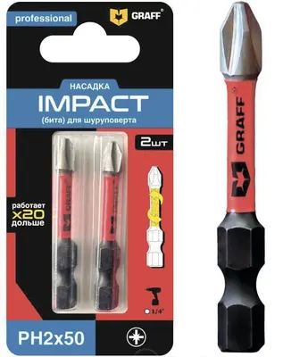 Бита GRAFF Impact PH 2х50 мм., 2 шт., блистер арт. 50250