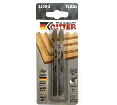 Пилки для лобзиков по дереву Ritter ECO Т101D CrV 100/75 мм шаг 4 мм 6TPi (Прямой чистый рез) арт. PS17131012