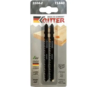 Пилки для лобзиков по дереву Ritter ECO Т144D CrV 100/75 мм шаг 4 мм 6TPi (Прямой грубый рез) 2 шт. арт. PS17111442
