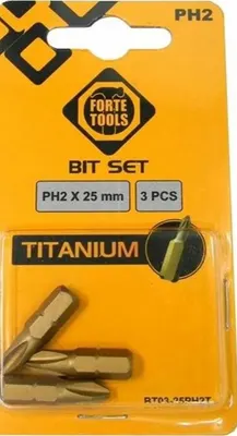 Бита PH2х25мм HSS-Tin FORTE TOOLS 51357185 3шт арт. 01_0260338