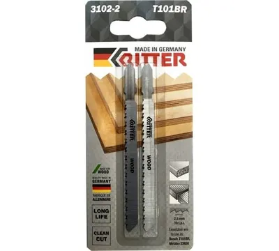 Пилки для лобзиков по дереву Ritter ECO Т101BR CrV 100/75 мм шаг 2,5 мм 10TPi (Прямой чистый/обратный) арт. PS17141012