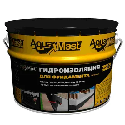 Мастика гидроизоляционная битумная AquaMast, ведро 3 кг (РБ)
