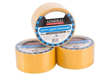 Скотч двухсторонний ADMIRAL 48 мм х 10 м 90 мкм п/п