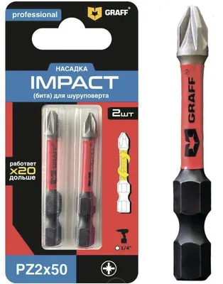 Бита GRAFF Impact PZ 2х50 мм., 2 шт., блистер арт. 54250