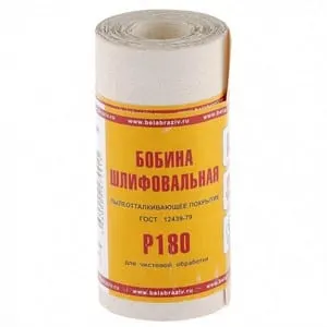 Шкурка на бумажной основе, LP10C, зернистость Р180, мини-рулон 115 мм., 5 м., БАЗ