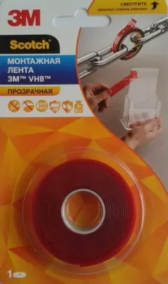 Лента двусторонняя прозрачная монтажная VHB 3M Scotch 4089-F, 19мм х 10м х 0,10мм