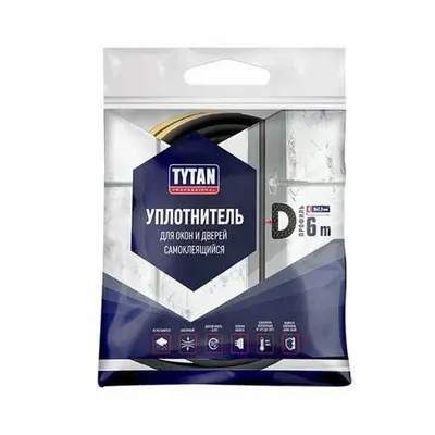 Уплотнитель D-профиль самоклеящийся Tytan черный 6 м. арт. 19729