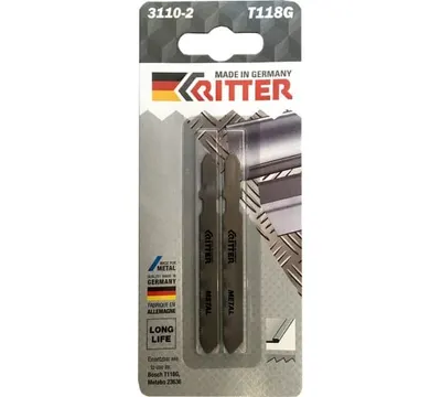 Пилки для лобзиков по стали Ritter ECO Т118G M42+D6A 75/50 мм шаг 0,8 мм 32TPi 2 шт. арт. PS17131182
